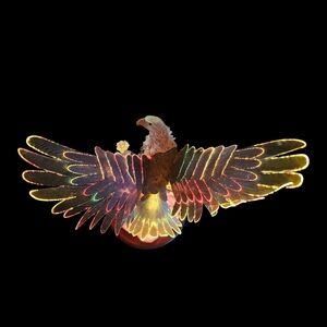 Illuminated Eagle Sculpture with Multicolor Wings
